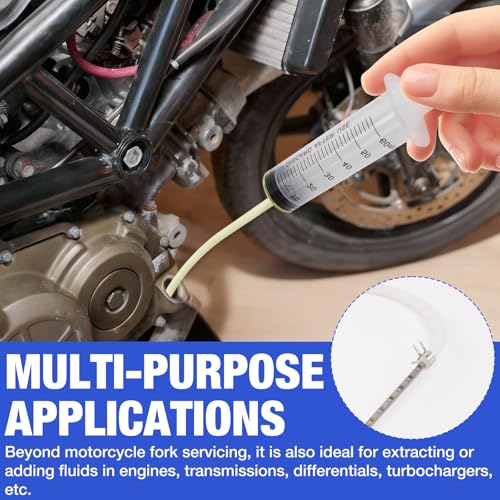 Motorcycle Fork Oil Level Tool Professional Suspension Oil Level Adjuster 60ml Syringe with Adjustable Ring & 300mm Scale Pipe for Motorcycle Maintenance