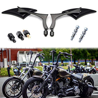 Black Universal Motorcycle Rearview Side Mirrors Compatible with Honda Kawasaki Suzuki Harley Bolt (Black-Harley) - color: Black-Harley