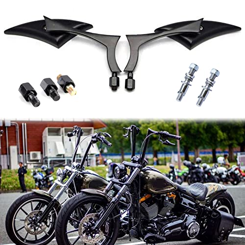 Black Universal Motorcycle Rearview Side Mirrors Compatible with Honda Kawasaki Suzuki Harley Bolt (Black-Harley) - color: Black-Harley