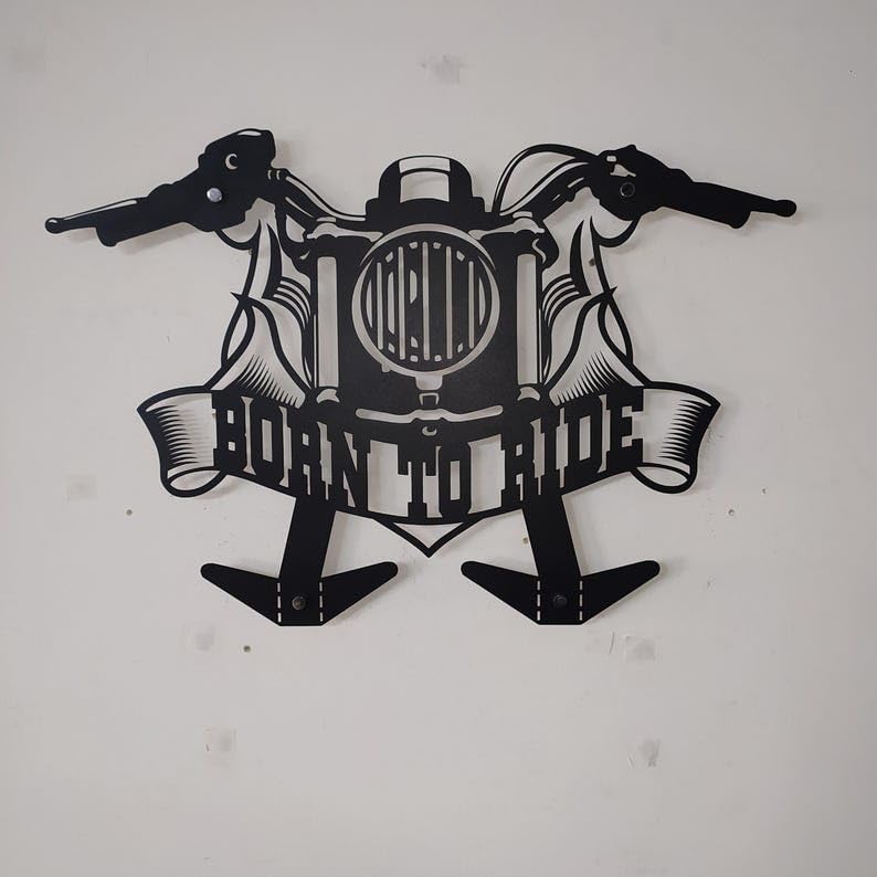 Motorcycle Wall-Mounted Helmet and Jacket Hanger – Personalized Garage Decor with Durable Metal Design, Perfect for Biker Accessories