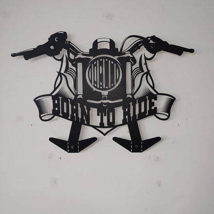 Motorcycle Wall-Mounted Helmet and Jacket Hanger – Personalized Garage Decor with Durable Metal Design, Perfect for Biker Accessories