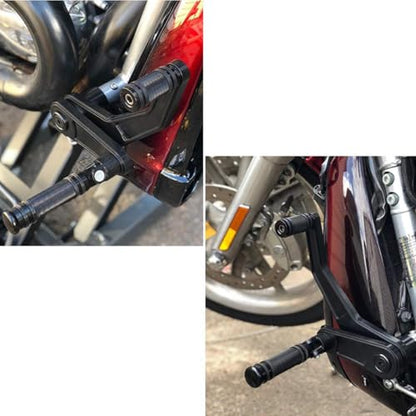 ONETEN Motorcycle CNC Edge Cut Anti-Skid Gear Knurled Shifter Peg Retro Refit Shift Lever Pegs Pedal Fit for Harley Sportster Touring Dyna Softail - color: Black+Silver