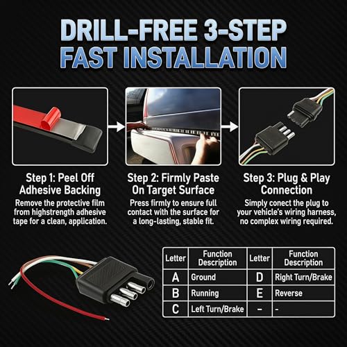 Tailgate Light Bar, 60" Flexible Triple Row 504 LED Tail Light Strip, Bright Truck Tailgate Lights Bar with White Reverse/Red Brake/Sequential Amber Turn Signal, Universal for Trailer Pickup