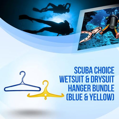 Scuba Choice Wetsuit & Drysuit Hanger – Heavy-Duty Hanger for BCD, Wetsuits & Scuba Gear Storage, Drying & Organization - color: Blue(wide Shoulder)+yellow(anti-slip)
