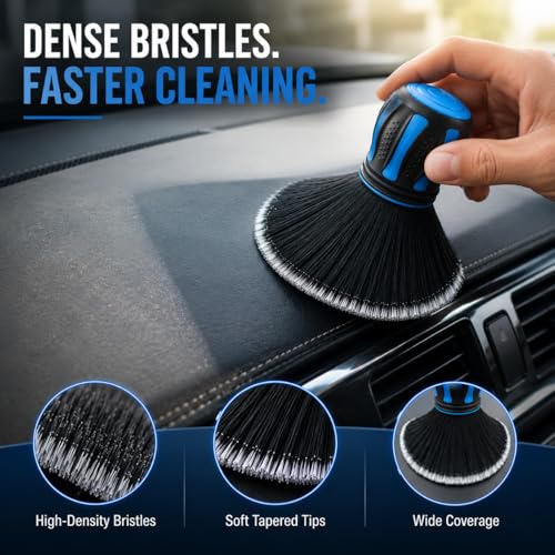 Hi-Tech Ultra Soft Detailing Brush – Scratch-Free Interior & Exterior Cleaning Tool with Gentle Bristles – Ergonomic Rubber Grip for Dashboards, Screens, Trim, Emblems & Auto Detailing
