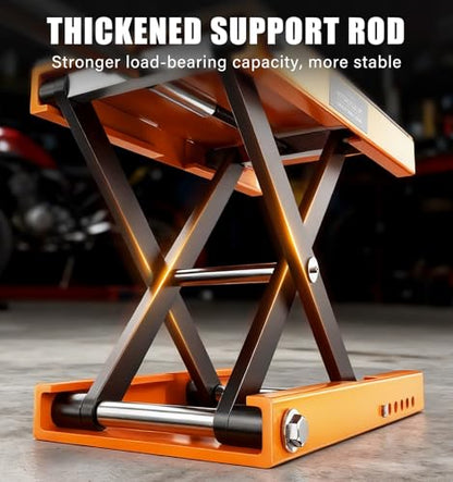 500KG Heavy Duty Motorcycle Scissor Lift, 150% Capacity 85mm-350mm Lift Range, Portable Maintenance Lift Table for Motorcycle, ATV, Scooter, Dirt Bike, with Optional Accessories