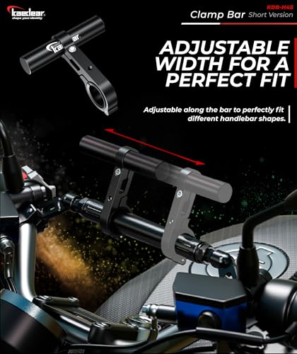 Kaedear Motorcycle Handlebar Clamp Mount Bar Short Version, Aluminum Accessory Extension for Phone,GPS, Camera, 0.86/1/1.12/1.26 Inches(22/25.4/28.6/32mm) Handlebar Compatible, Heavy Duty, KDR-H4S-BK