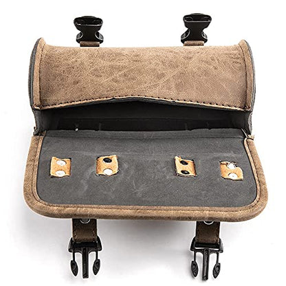 Universal Motorcycle Handlebar Bag, PU Leather Adjustable Fork Bag, Sissy Bar Tool Bags, Motorcycle Saddle Bags with Quick Release Buckles (Brown), (APE-MTGB38) - color: Brown 2