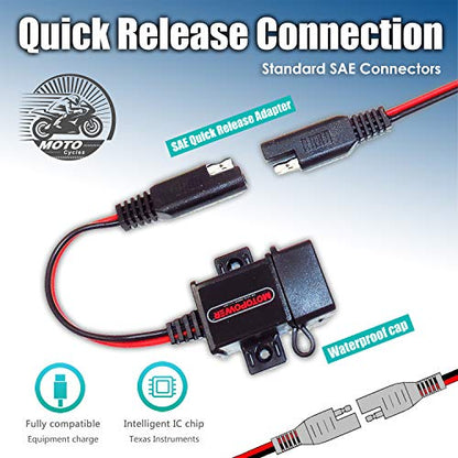 MOTOPOWER MP0609A 3.1Amp Motorcycle USB Port Kit SAE to USB Adapter On Motorcycle - color: Red, Black