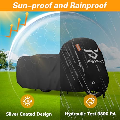 Heavy Duty 420 Motorcycle Cover Compatible with Cruiser Models Harley Davidson Softail Slim,Softail Standard, Softail Breakout, Softail Deuxe, Fat Boy, Street Bob 114 - size: 104’’-Cruiser