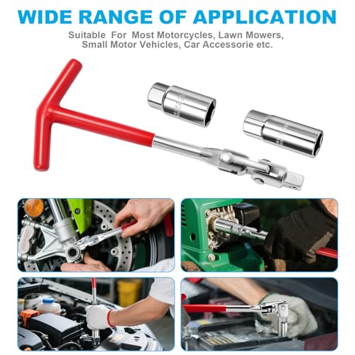 3Pcs Spark Plug Socket Wrench Set T-Handle, Universal 5/8" & 13/16" Spark Plug Tool Remover and Installer Tool for Motorcycles, Lawn Mowers, Small Motor Vehicles, Car Accessories