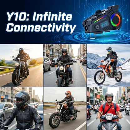 VANBAR Motorcycle Helmet Bluetooth Headset with 2K Camera, Dual-Mic Intercom and 40H Playtime, IP65 Waterproof Helmet Speaker System for Riding, Supports Video Recording & Music Sharing (Black)