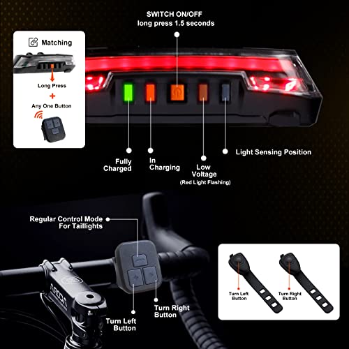 JINKEY Bike Turn Signals,Bright Bicycle Turn Signals Front Back IPX5 Waterproof Wireless Remote Control Rear Bike Light USB Rechargeable LED Bike Flashlight for Mountain Bike,Bicycle,Scooter - color: Style 3