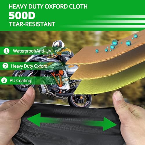 Roasivi Motorcycle Covers Outdoor Waterproof Motorbike Covers All Season Universal Weather Protection for Harley Davidson Touring Models General Fits XXL 96" L x 43" W x 55" H Black - size: 96" x 43" x 55"