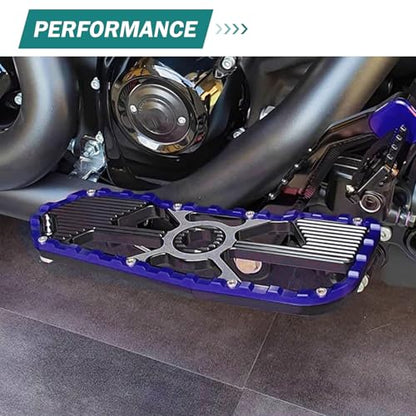 Motorcycle Front Rear Floorboard Footboard Fit For Harley Touring Road King Road Glide Street Glide Electra Glide Ultra Limited 1984-2025 (Blue Rider Footboards) - color: Blue Rider Footboards