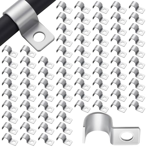 Yaocom 100 Pcs Silver Cable Wire Screw Clips 1/2 inch, Zinc Plated Steel Clamp Outdoor Cord Clips for Wall Mounting Wire Management - color: Silver, size: 1/2 Inch