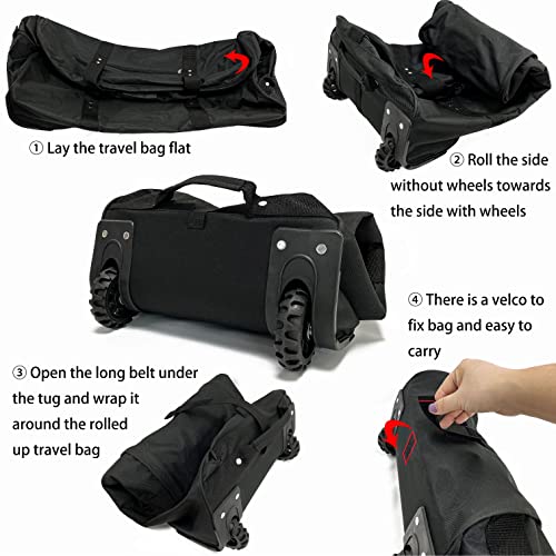 34 inch Large Foldable Duffle Bag with Wheels 600D Oxford Collapsible Large Heavy Duty Cargo Duffel Storage Duffel with Rollers for Camping Travel Gear, Black. - style: 34in