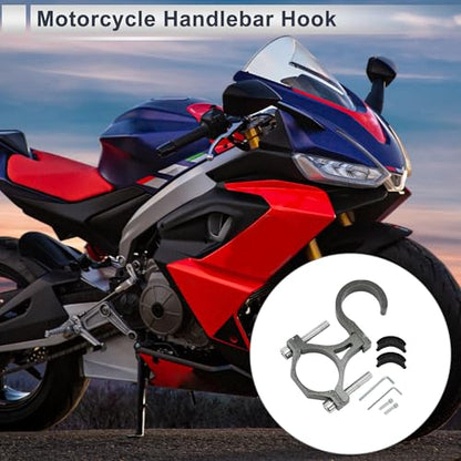 Motoforti Universal Motorcycle Hanging Hook Arc Motorcycle Helmet Luggage Bag Holder Hanger for Scooters Bicycles Aluminum Alloy Titanium Tone Gray 1 Set