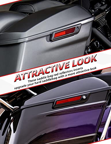 Amazicha Red Saddlebag Reflector Hard Saddle Bag Latch Cover Reflectors Compatible for Harley Touring Street Glide Electra Glide Road Glide Road King 2014-2024 - color: Red