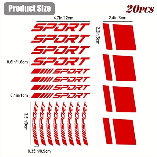 Pincuttee Reflective Vinyl Car Decals, All-Weather Waterproof & Sunproof Stickers, High Visibility Safety Reflective Decal,Universal for Car Truck SUV Motorcycle(Red,20PCS) - color: Red