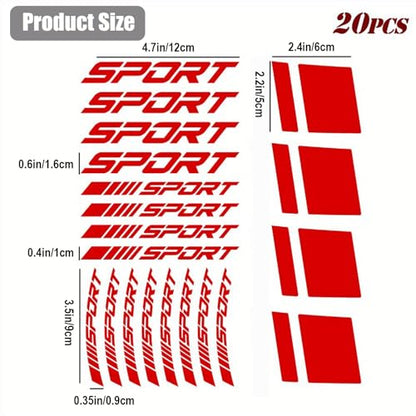 Pincuttee Reflective Vinyl Car Decals, All-Weather Waterproof & Sunproof Stickers, High Visibility Safety Reflective Decal,Universal for Car Truck SUV Motorcycle(Red,20PCS) - color: Red