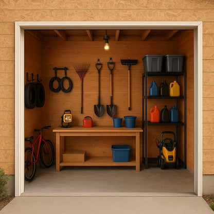 4 Pack Heavy Duty Garage Hooks, Garage Tool Organizer Wall Mount, 7.4 inch Large Square Steel Utility Garage Hooks, Utility Organizer for Ladders, Garden Tools, Bike