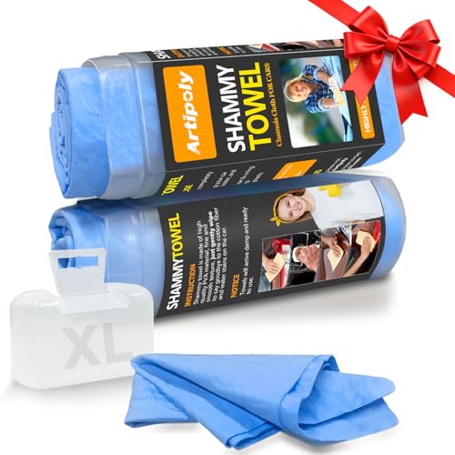 ARTIPOLY Premium Extra Large Shammy Cloth for Car Drying 2pk (34”x25”)-Super Absorbent XL Chamois Towel for Car-Reusable Shammy Towel for Car, Bathroom,Pets, Dust Remove, No Spots/Streak/Scratch - color: Blue, size: 2pk 34"x25"