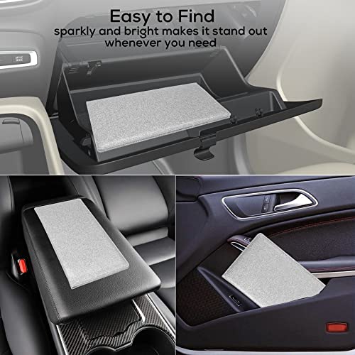 Car Registration and Insurance Holder, 2 Pack Glitter Leather Vehicle Glove Box Organizer with Magnetic Shut for Document, Cards, Driver License, Black and Silver Bundle