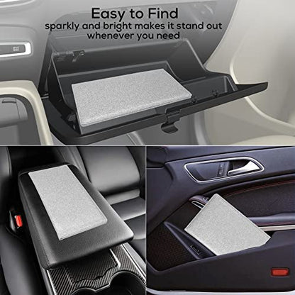 Car Registration and Insurance Holder, 2 Pack Glitter Leather Vehicle Glove Box Organizer with Magnetic Shut for Document, Cards, Driver License, Black and Silver Bundle