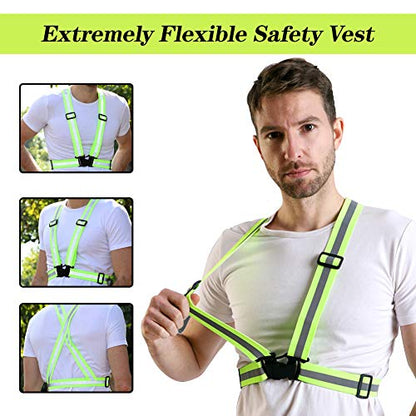 Safety Reflective Vest 5pcs, Adjustable Reflective Vest, High Visibility Provides Absolute Security, Suitable for Running, Cycling, Motorcycle, Green - color: Green