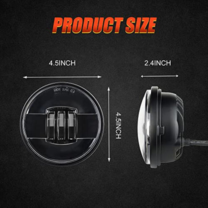 Motorcycle passing lights Led fog light 4.5 inch Auxiliary Light Projector Driving Lamp for Road king Electra Glide Softail H-D Fatboy(Black) - color: Black