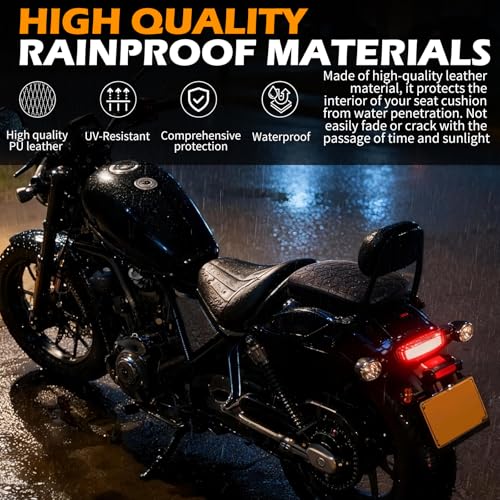DREAMIZER Universal Black Motorcycle Solo Passenger Seat Rear Cushion 8 Suction Cups Compatible with Harley Davidson Sportster XL 883 1200 Forty Eight Dyna Chopper Bobber Custom (Diamond-Breathable) - style: Diamond Black (Breathable)