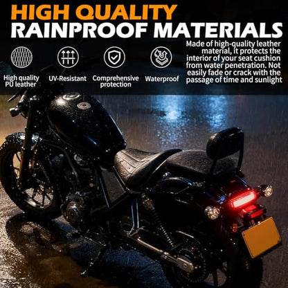 DREAMIZER Universal Black Motorcycle Solo Passenger Seat Rear Cushion 8 Suction Cups Compatible with Harley Davidson Sportster XL 883 1200 Forty Eight Dyna Chopper Bobber Custom (Diamond-Breathable) - style: Diamond Black (Breathable)