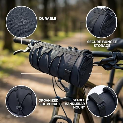 2.7L Handlebar Bag, Bike Handlebar Bag for Cycling Storage, Durable Polyester Material, Easy Installation Design, Fits Most Bicycle Handlebars, Compact Size for Essentials Organization