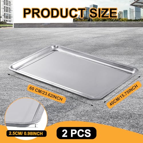 2 Pcs Stainless Steel Oil Drip Pan for Under Car 23.6 x 15.8 Inch Automotive Oil Change Pan Silver Rust Resistant Motorcycle Drip Tray Replacement Tray for Garage Floor - size: 23.62 x 15.75 Inch