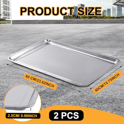 2 Pcs Stainless Steel Oil Drip Pan for Under Car 23.6 x 15.8 Inch Automotive Oil Change Pan Silver Rust Resistant Motorcycle Drip Tray Replacement Tray for Garage Floor - size: 23.62 x 15.75 Inch