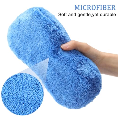 Tanlade 2 Pcs Large Car Wash Sponge for Cleaning, The Microfiber Sponges for Car Washing Supplies, Trucks and Motorcycles (Blue,Gray) - color: Blue, Gray