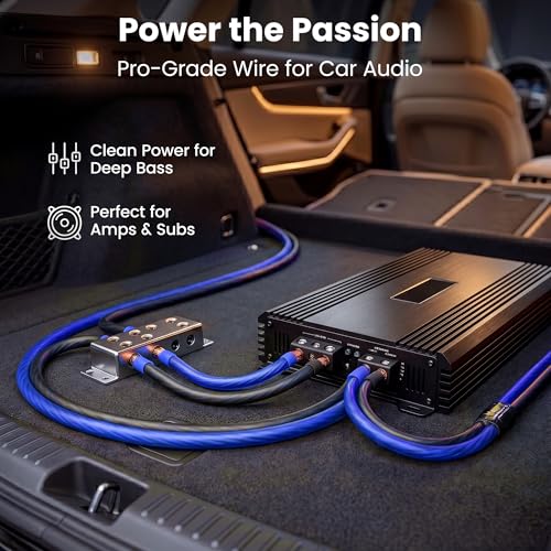 GEARit 4 Gauge Wire 25 ft Blue, 4 AWG Battery Cable CCA, Copper-Clad Aluminum Power Ground Wire for Car Audio Amp, Automotive, RV - color: 4 Gauge Wire, size: Blue - 25ft