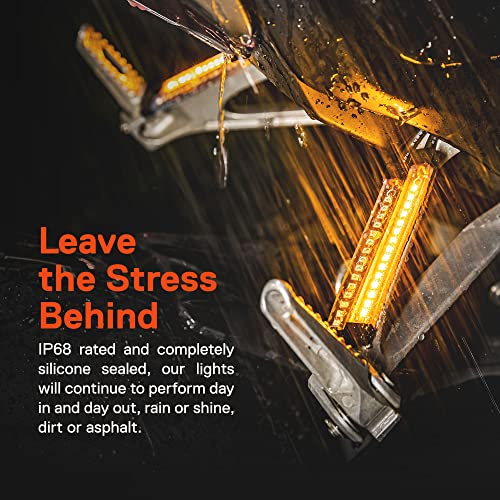 True Mods 2pc 5" Amber LED Motorcycle Running & Turn Signal Tail Light Strip Kit [Waterproof] [Single Row] [50% DRL] [100% Blinker] Self Adhesive Surface Mount Flexible Front Fork Lamp for ATV Bike - size: 2pc 5", style: Amber Turn Signal
