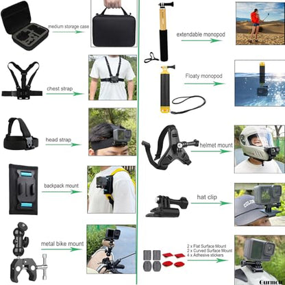 Accessory Kit for DJI Osmo Action 6/5 pro/4/Insta 360 X5 X4 /Go Pro Hero13 12/Gopro Max 2, Bike Mount/Hat Clip/Helmet Strap/Backpack Mount kit for Gopro/Osmo Action/Insta 360(DT18)