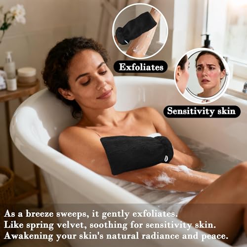 VOOVA & MOVAS Black Washcloths for Body 6PC, 8.3"x6.3" - 100% Cotton,Soft Absorbent Bath Mitt Wash Cloths with Hanging Loop, Bath Mitts for Shower - color: Black