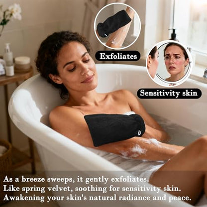 VOOVA & MOVAS Black Washcloths for Body 6PC, 8.3"x6.3" - 100% Cotton,Soft Absorbent Bath Mitt Wash Cloths with Hanging Loop, Bath Mitts for Shower - color: Black