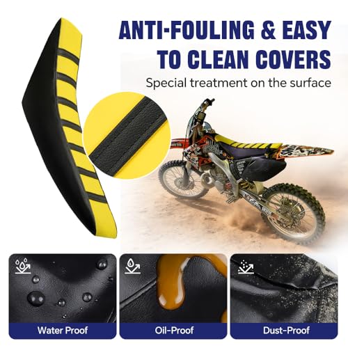 PIT66 Soft Seat Cover, Compatible with Honda CR125R CR250R CR500R CR80R CRF100F CRF125F CRF150F, Yellow - color: Yellow