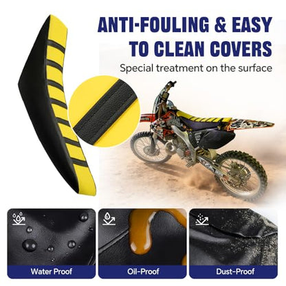 PIT66 Soft Seat Cover, Compatible with Honda CR125R CR250R CR500R CR80R CRF100F CRF125F CRF150F, Yellow - color: Yellow