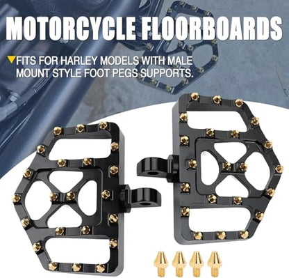 Foot Pegs Rest Pedal Pad Footpegs FloorboardsCompatible For For Harley Dyna Street Bob Sportster 883 Fatboy Touring Road Glide (Black)