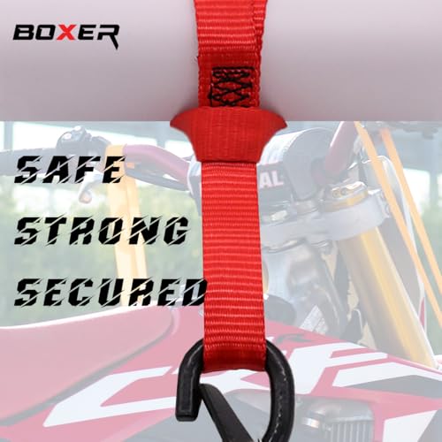 BoxerTool Soft Loop Tie Down Straps (8 Pack) USA Assembly - Loops for Securing ATV, UTV, Motorcycles, Scooters, Dirt Bikes, Lawn & Garden Equipment