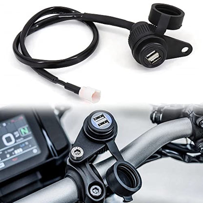 New Motorcycle 12V DV Double USB Charger Adapter for Yamaha Tracer MT-07 MT-09 SP FZ-09 FZ-07 Tracer XSR 700 900 Cigarette Lighter, black