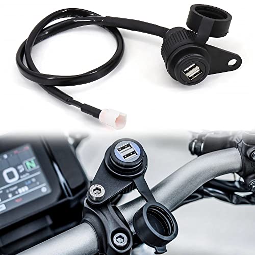 New Motorcycle 12V DV Double USB Charger Adapter for Yamaha Tracer MT-07 MT-09 SP FZ-09 FZ-07 Tracer XSR 700 900 Cigarette Lighter, black