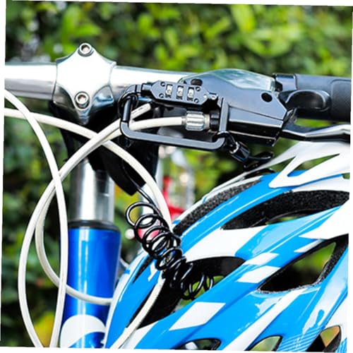 ABOOFAN Bike Helmet Lock Cable with Combination Code Security, Lightweight Alloy Spring Steel Wire for Motorcycle and Bicycle, Portable Outdoor Safety Helmet Lock in Black