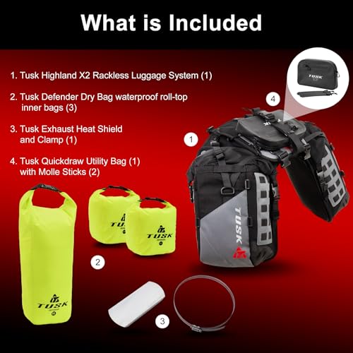 TUSK Highland X2 Rackless Luggage System Base System Standard Heat Shield Black/Grey - color: Black/Grey, size: Base System, style: Standard Heat Shield
